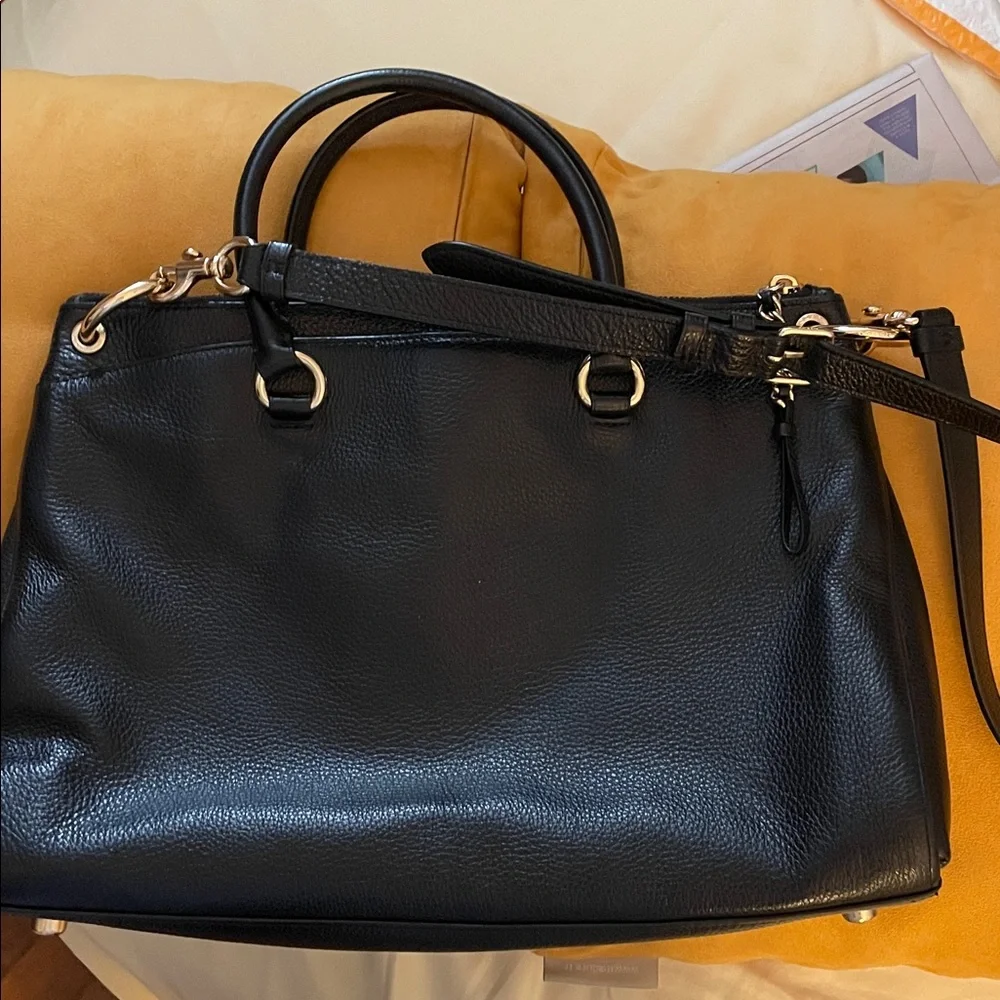 Coach Black Pebbled Leather Satchel with Gold Hardware
